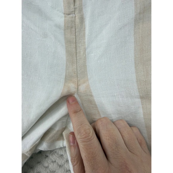 Faherty Striped Wide Leg Pants Womens Medium Cream Tan Linen Blend High Rise - Picture 7 of 12